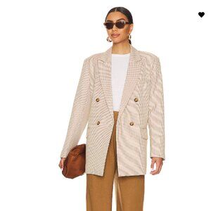 Steve Madden Double-Breasted Houndstooth Blazer – Size S (Beige) NWT